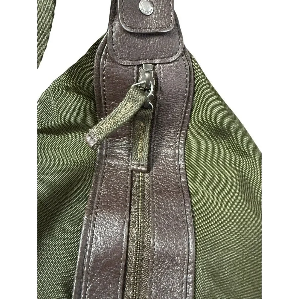 Banana Republic Bag Weekender Duffle Green Nylon Leather Travel Luggage Carry On